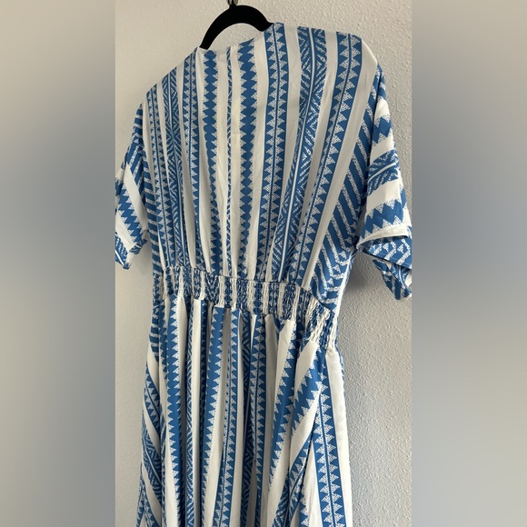 BloomChic Blue and White Striped V-Neck Maxi Dress - Picture 7 of 7